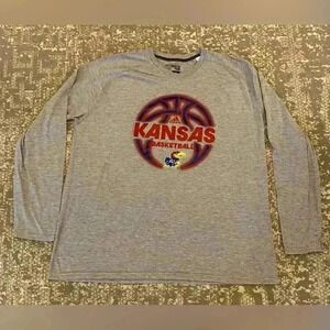 Kansas Jayhawks Adidas Climalite long sleeve size 2XL color Gray